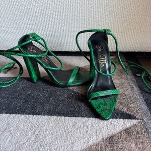Nasty Gal Green Strappy Heels